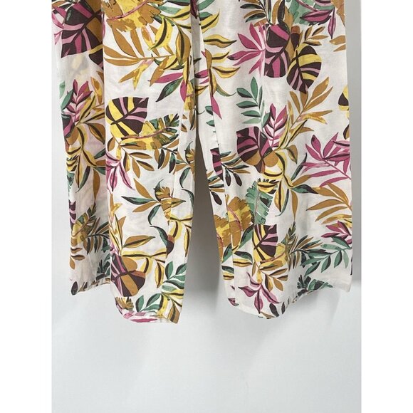 Japna Pull On Wide Leg Linen Blend Tropical Pants Sz Large Resort - Picture 3 of 5